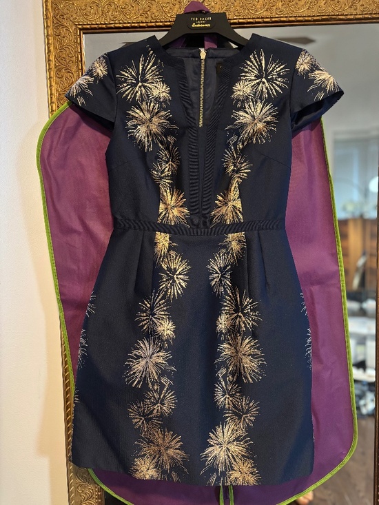 Ted Baker London Dresses & Skirts - Ted baker navy blue and gold dress